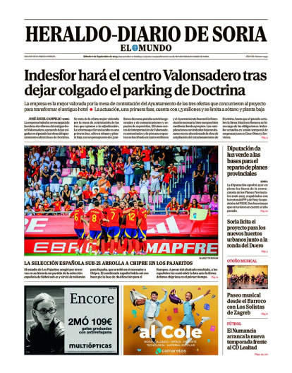Portada de Heraldo-Diario de Soria de 6 de septiembre de 2025.