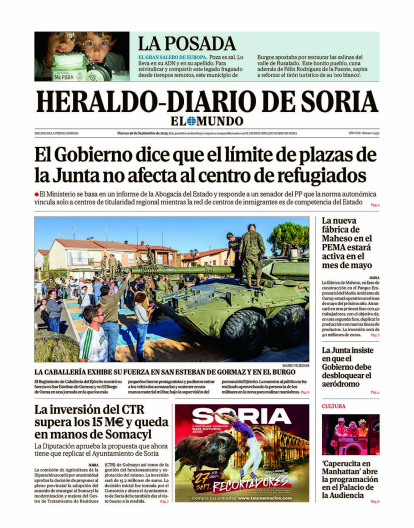 Portada de Heraldo-Diario de Soria de 26 de septiembre de 2025.