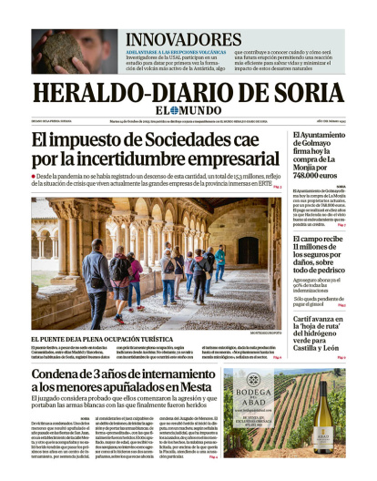 Portada de Heraldo-Diario de Soria del 14 de octubre de 2025.