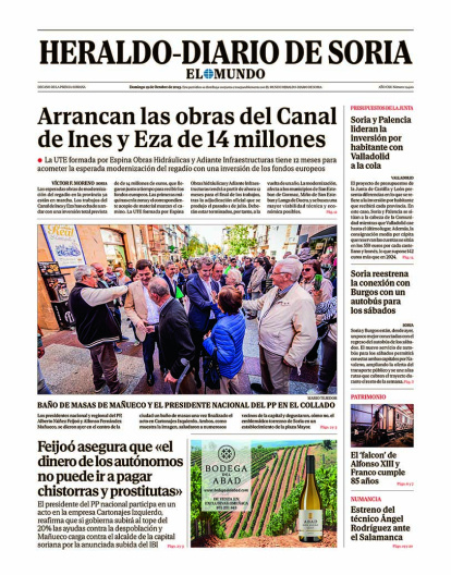 Portada de Heraldo Diario de Soria del 19 de octubre de 2025.