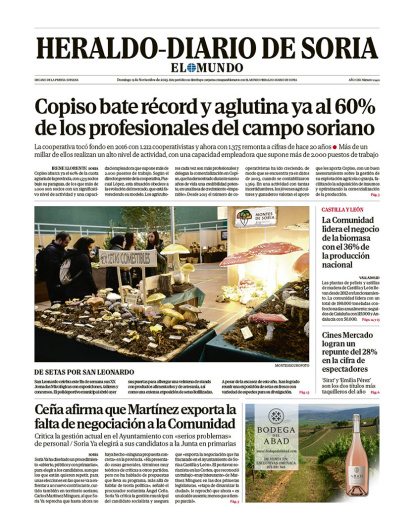 Portada de Heraldo-Diario de Soria del 9 de noviembre de 2025.