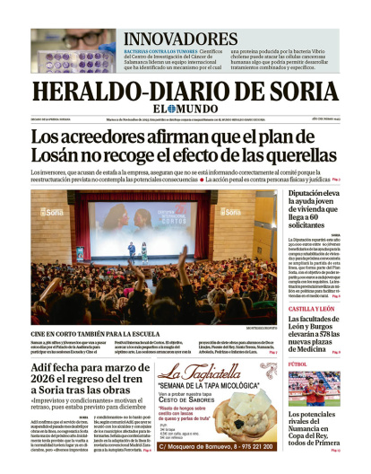 Portada de Heraldo-Diario de Soria del 11 de noviembre de 2025.