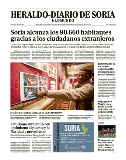 Portada de Heraldo-Diario de Soria del 12 de noviembre de 2025