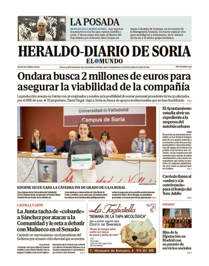 Portada de Heraldo-Diario de Soria del 14 de noviembre de 2025