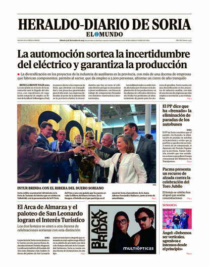 Portada de Heraldo-Diario de Soria del 15 de noviembre de 2025