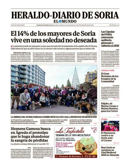Portada de Heraldo-Diario de Soria de este domingo 16 de noviembre de 2025.