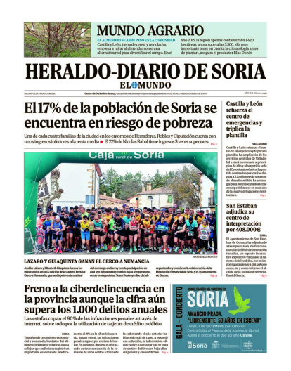 Portada de Heraldo-Diario de Soria del 1 de diciembre de 2025.