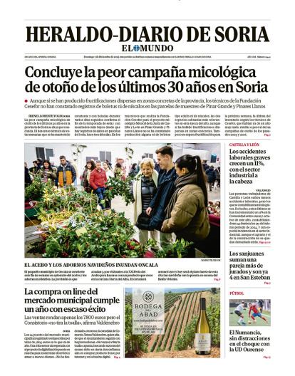 Portada de Heraldo-Diario de Soria del 7 de diciembre de 2025.