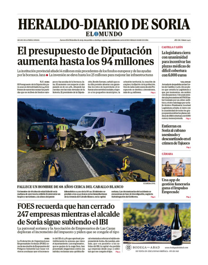 Portada de Heraldo-Diario de Soria del 18 de diciembre de 2025