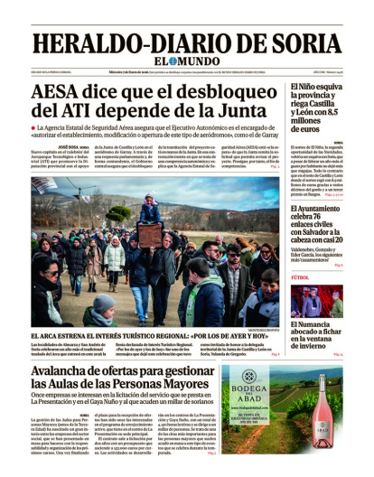 Portada de Heraldo-Diario de Soria del 7 de enero de 2026.