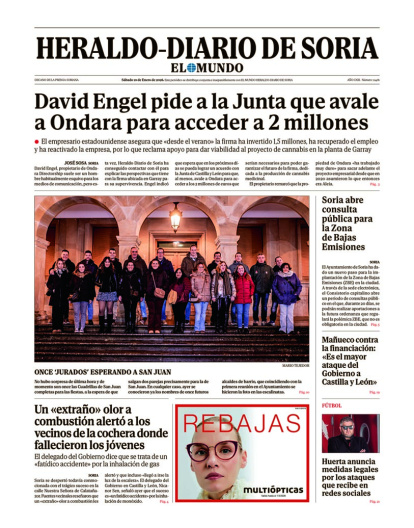 Portada de Heraldo-Diario de Soria del 10 de enero de 2026.