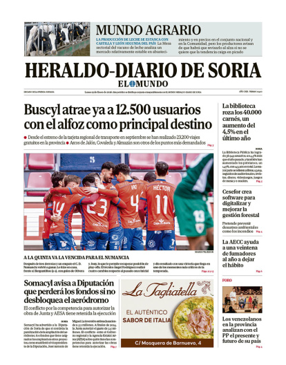 Portada de Heraldo-Diario de Soria del 19 de enero de 2026.