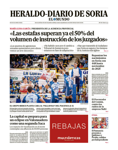 Portada de Heraldo-Diario de Soria del 22 de enero de 2026.