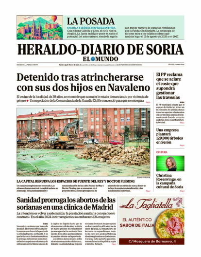 Portada de Heraldo-Diario de Soria del 23 de enero de 2026