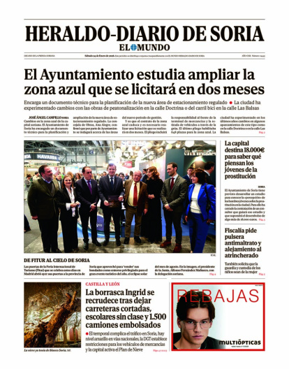 Portada de Heraldo-Diario de Soria del 24 de enero de 2026.
