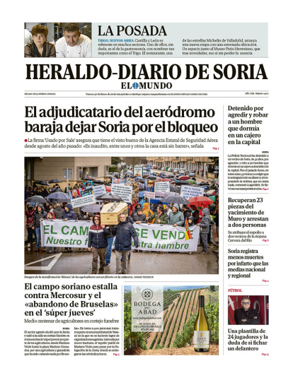 Portada de Heraldo-Diario de Soria del 30 de enero de 2026.