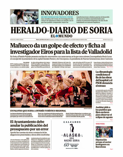 Portada de Heraldo-Diario de Soria del 3 de febrero de 2026.