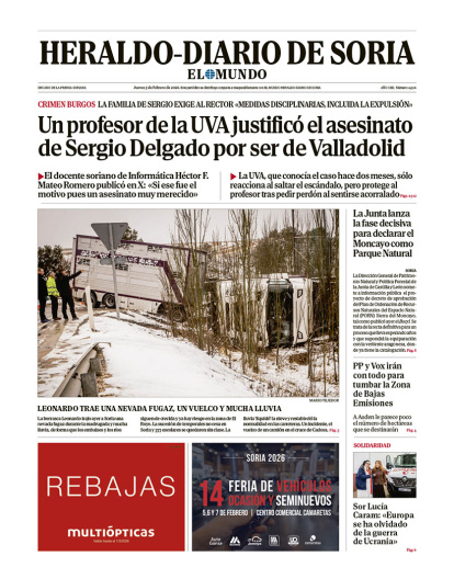 Portada de Heraldo-Diario de Soria del 5 de febrero de 2026.