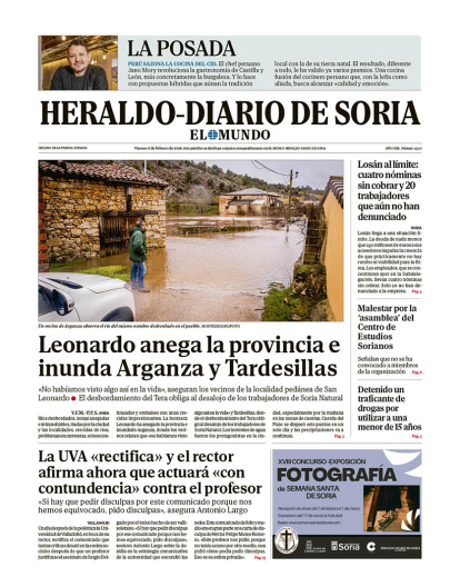 Portada de Heraldo-Diario de Soria del 6 de febrero de 2026.