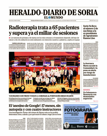 Portada de Heraldo-Diario de Soria del 8 de febrero de 2026.