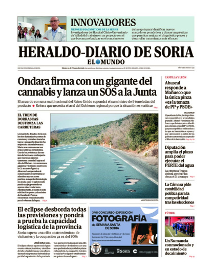 Portada de Heraldo-Diario de Soria del 10 de febrero de 2026.