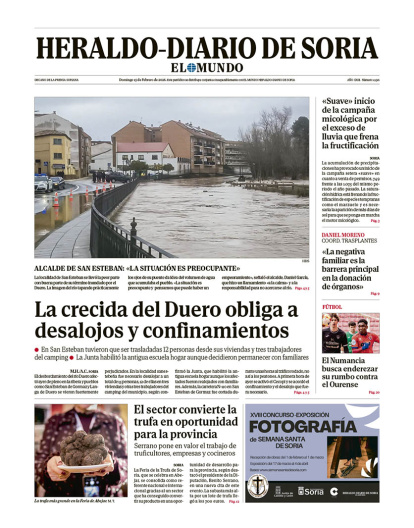 Portada de Heraldo Diario de Soria de 15 de febrero de 2026.