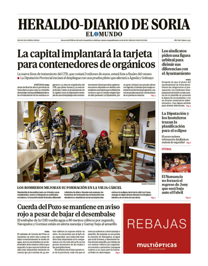 Portada de Heraldo Diario de Soria de 19 de febrero de 2026.