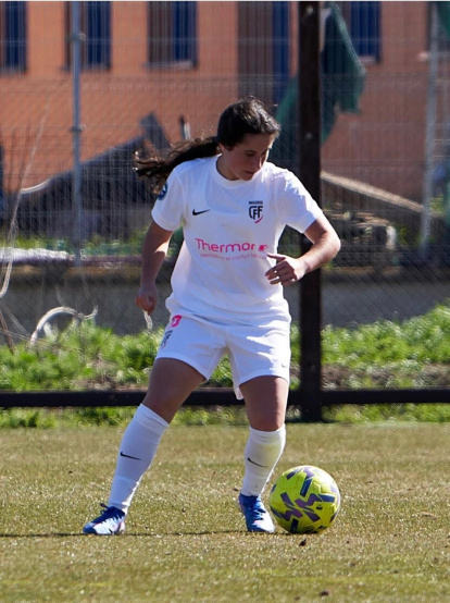 Zaira el día de su debut con el primer equipo del Madrid CFF.