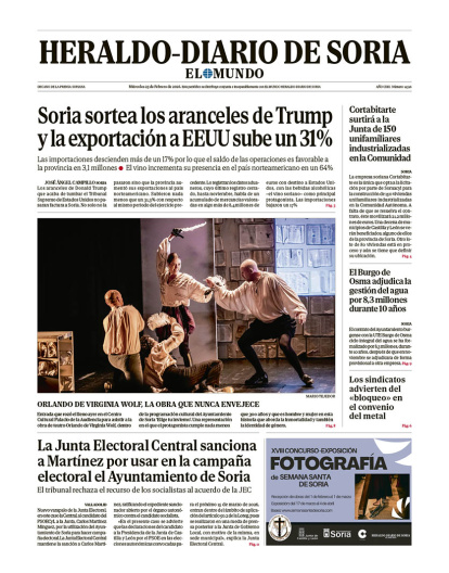 Portada de Heraldo-Diario de Soria del 25 de febrero de 2026.