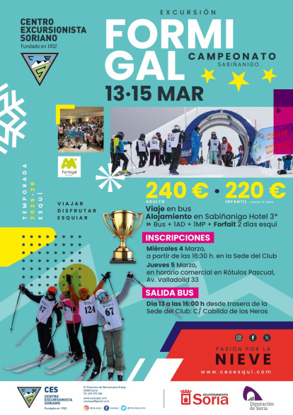 Cartel de la excursión de esquí a Formigal.