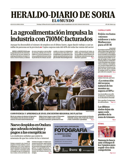 Portada de Heraldo-Diario de Soria del 1 de marzo de 2026.