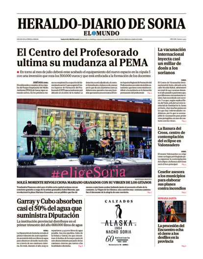Portada de Heraldo-Diario de Soria del 6 de abril de 2026