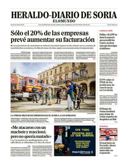 Portada de Heraldo-Diario de Soria del 9 de abril de 2026.