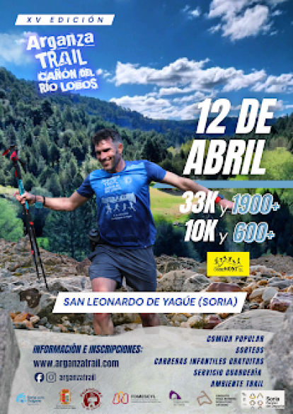 Cartel de la Arganza Trail-Cañón del Río Lobos que se celebra en San Leonardo.