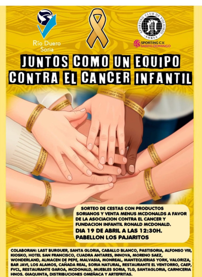 Cartel de la actividad entre C.V. Sporting y C.V. Río Duero para dar visibilidad al cáncer infantil.