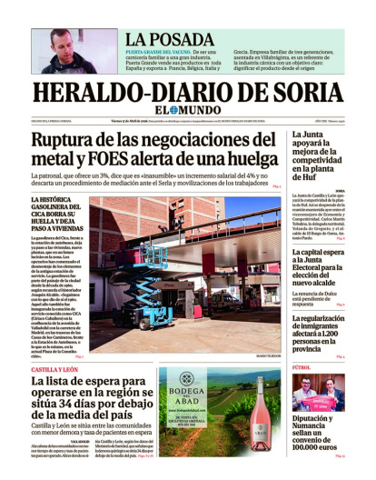 Portada de Heraldo-Diario de Soria del 17 de abril de 2026.