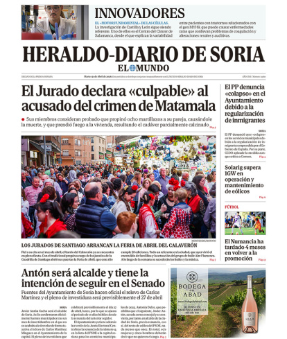 Portada de Heraldo Diario de Soria del 21 de abril de 2026.