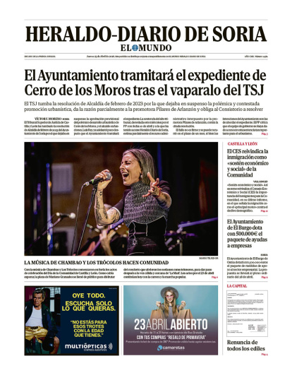 Portada de Heraldo Diario de Soria del 23 de abril de 2026.