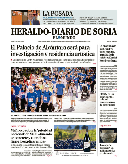 Portada de Heraldo Diario de Soria del 24 de abril de 2026.