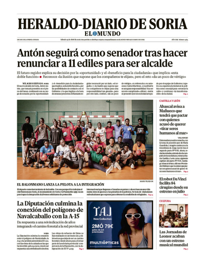 Portada de Heraldo Diario de Soria del 25 de abril de 2026.