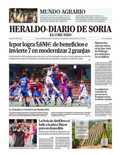Portada de Heraldo Diario de Soria del 27 de abril de 2026.