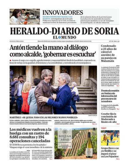 Portada de Heraldo Diario de Soria del 28 de abril de 2026