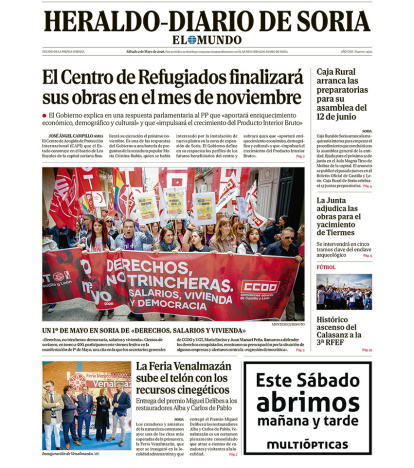 Portada de Heraldo-Diario de Soria del 2 de mayo de 2026.