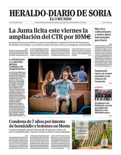 Portada de Heraldo-Diario de Soria del 6 de mayo de 2026.