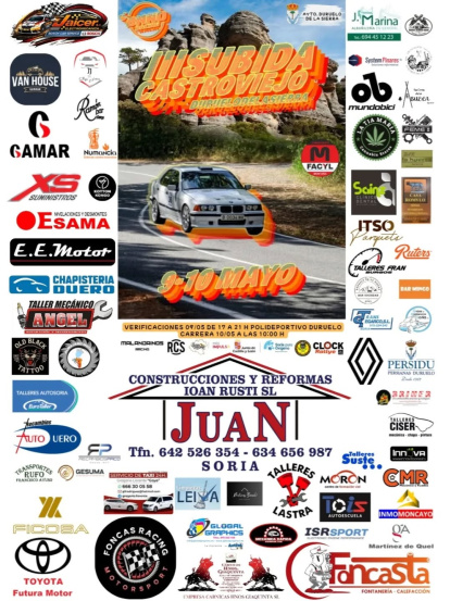 Cartel de la prueba automovilística del domingo.