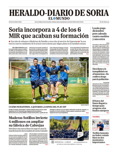 Portada de Heraldo-Diario de Soria del 7 de mayo de 2026.