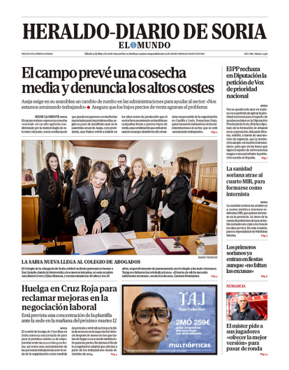 Portada de Heraldo-Diario de Soria del 9 de mayo de 2026