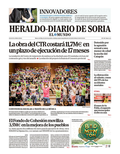 Portada de Heraldo-Diario de Soria del 12 de mayo de 2026.