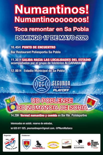 Cartel de la quedada organizada por la Peña Numantina de Mallorca.