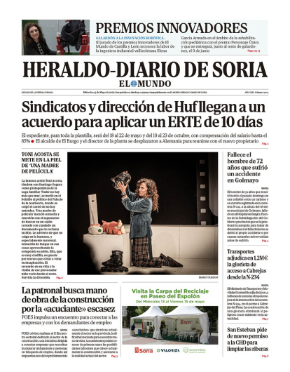 Portada de Heraldo-Diario de Soria del 13 de mayo de 2026.